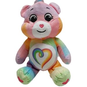 🍒 Care Bears Togetherness Heart Pastel Rainbow Tie-Dye Teddy Plush Kids Toy